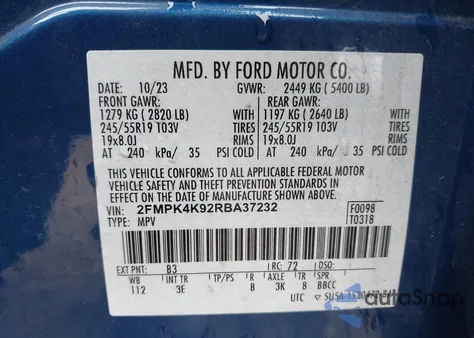 2024 Ford Edge Titanium from USA, damaged, VIN 2FMPK4K92RBA37232